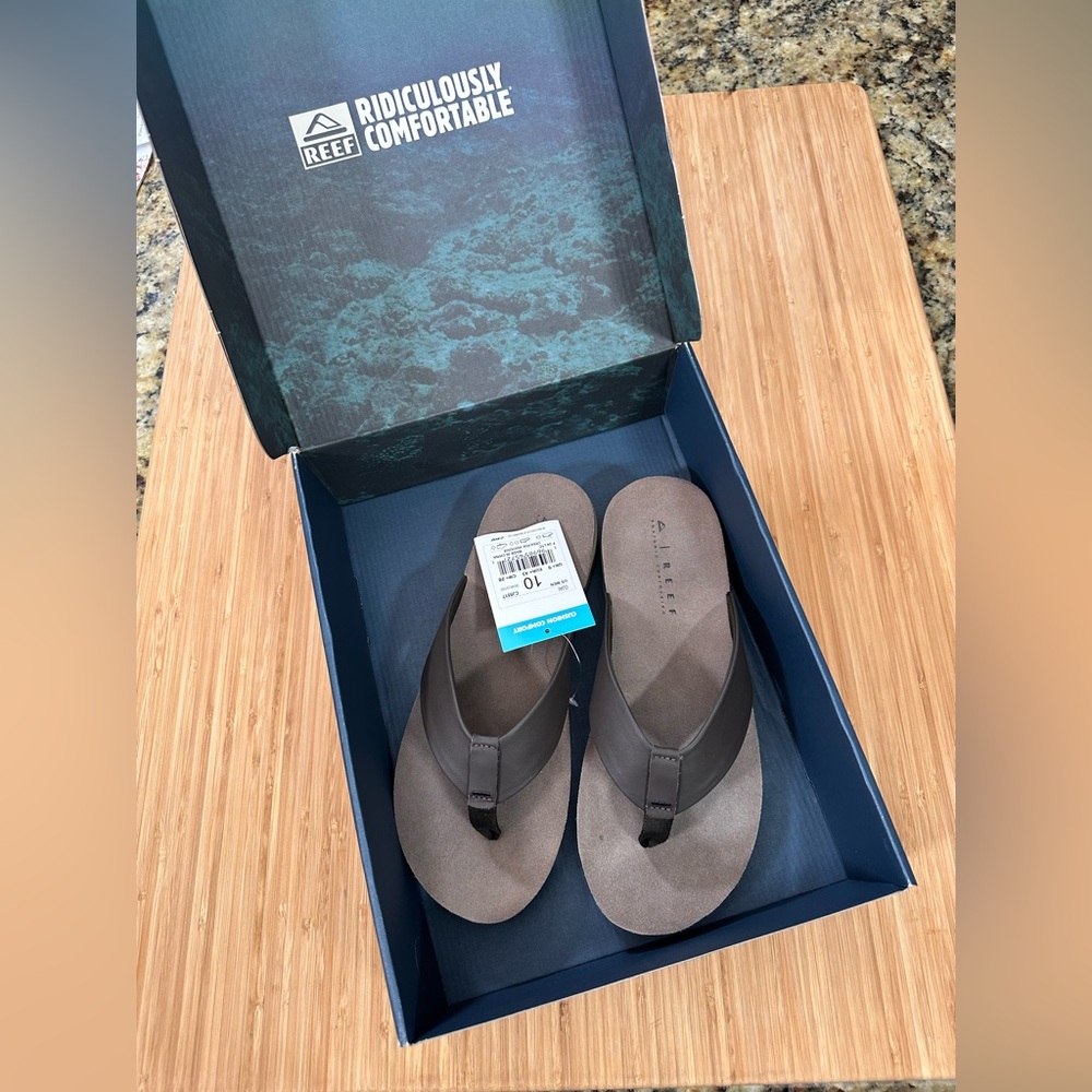 Men’s Sandals REEF OJAI THONGS - BROWN LEATHER Size 10 NWT Flip Flops - Picture 14 of 16